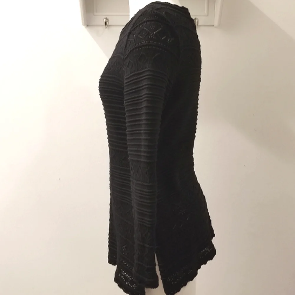St. John Collection Vintage Spring 02' Black Open Knit Tunic Top Sz 4 S-M - Picture 5 of 15